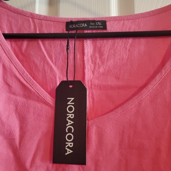 (NWT) Noracora Casual Floral V Neck Loosen Short Sleeve Top XXL - Picture 2 of 3